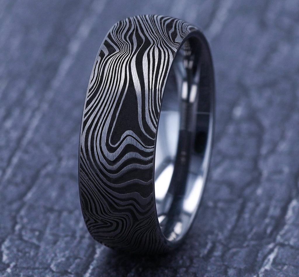 THE GLADIATOR 8mm, Comfort fit, Tungsten, Marble pattern