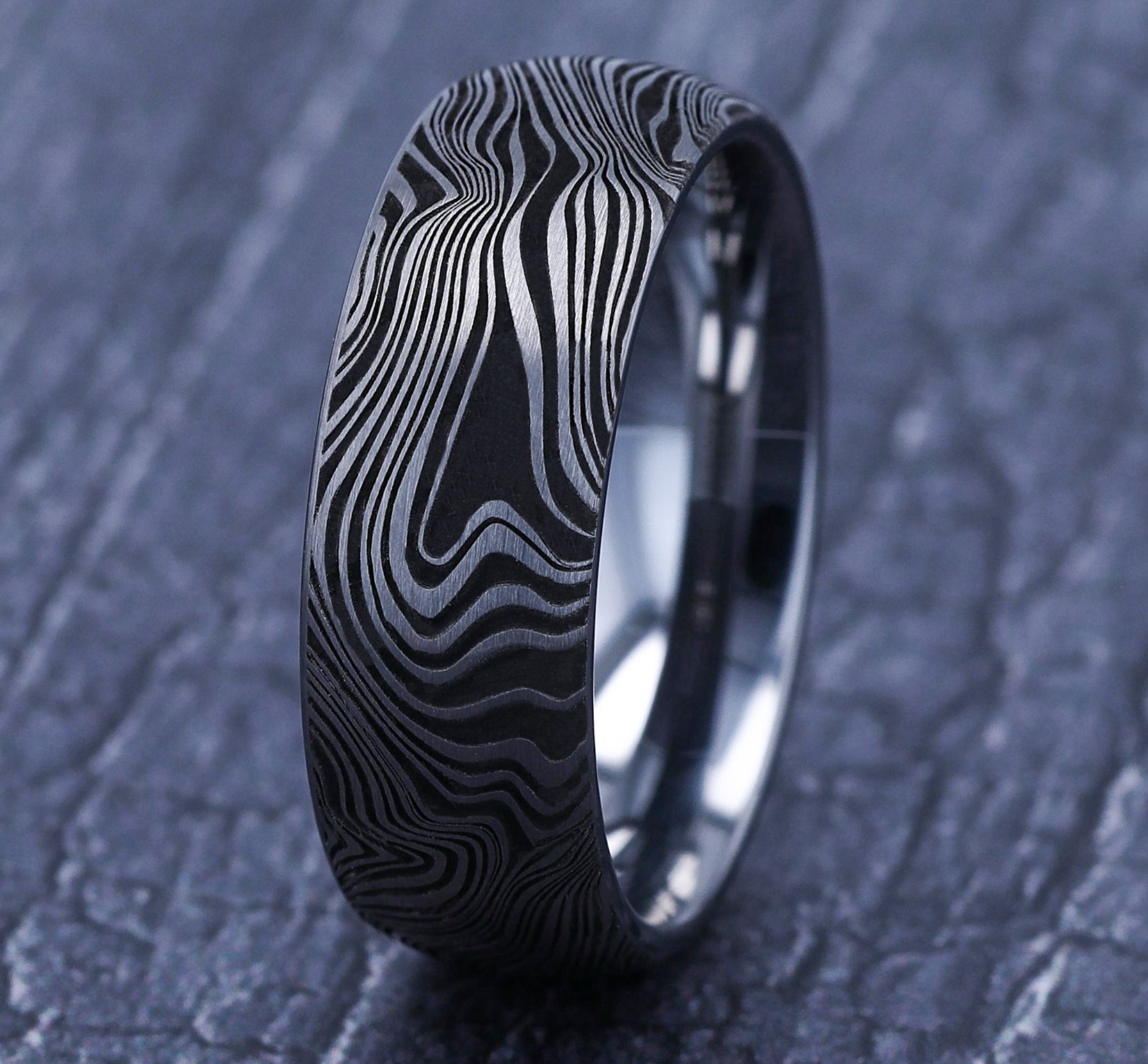 THE GLADIATOR 8mm, Comfort fit, Tungsten, Marble pattern