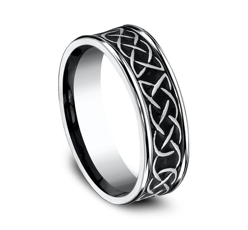 THE DUNMORE 7mm, Comfort fit, White Cobalt, Celtic knot pattern, polished edges