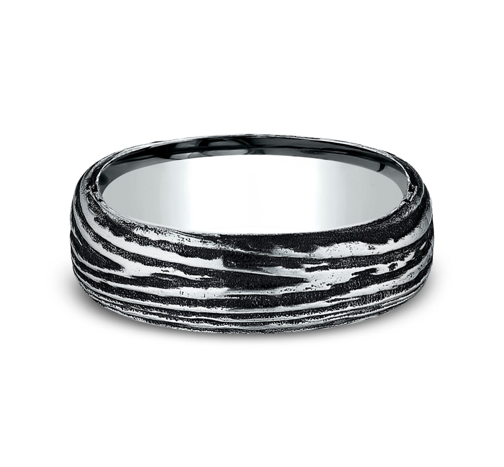 THE LARCH 7.5mm, Comfort fit, Black Cobalt, Horizontal bark pattern