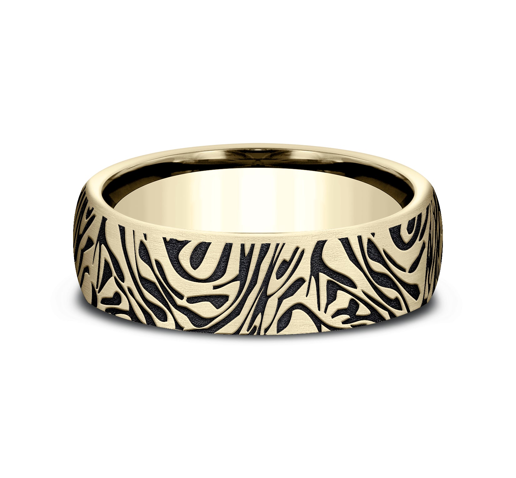 THE SAMURAI 6.5mm, Comfort fit, 14K Yellow Gold, Faux mokume pattern