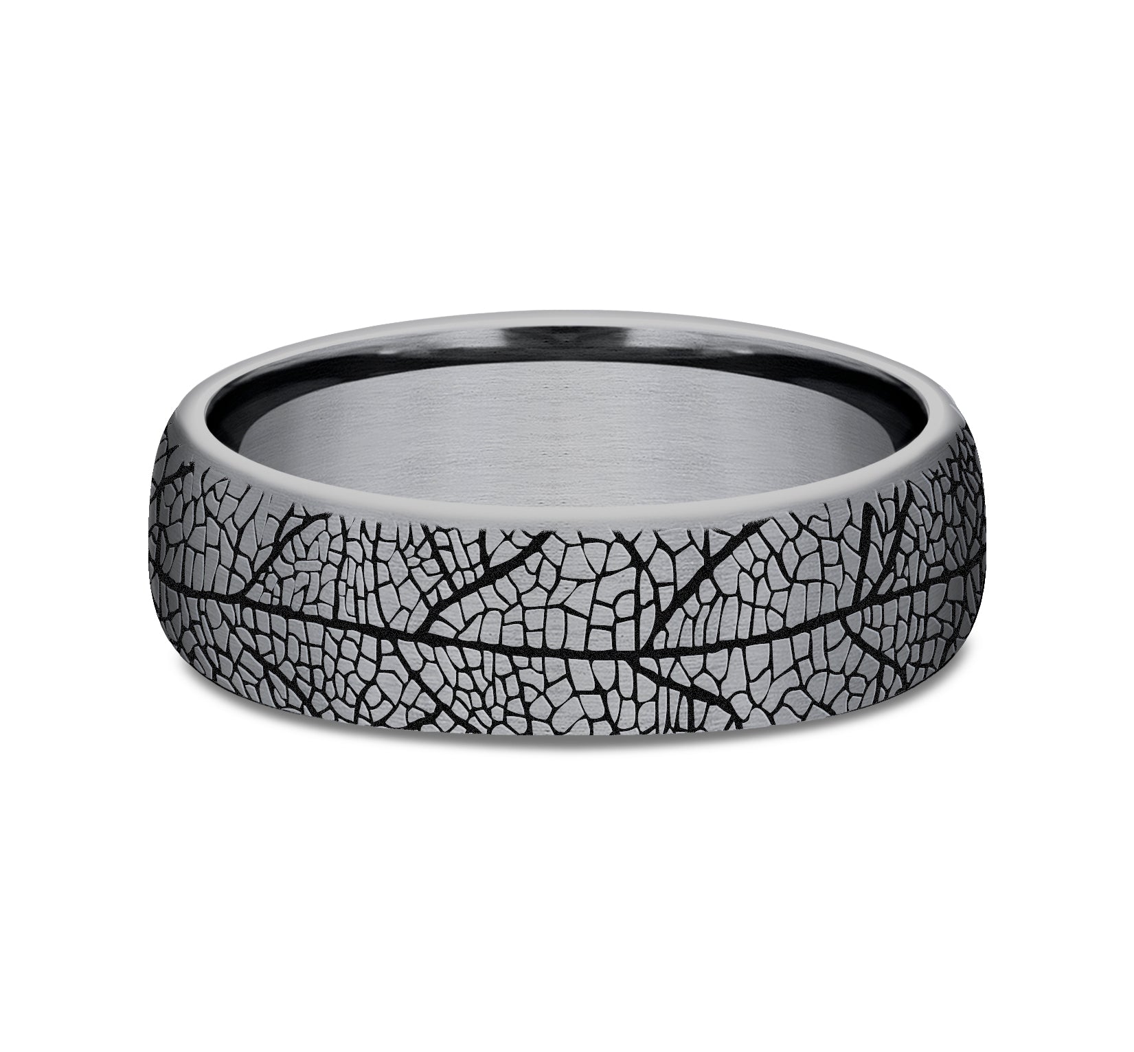 THE BERKSHIRE 6.5mm, Comfort fit, Grey Tantalum, Leaf pattern