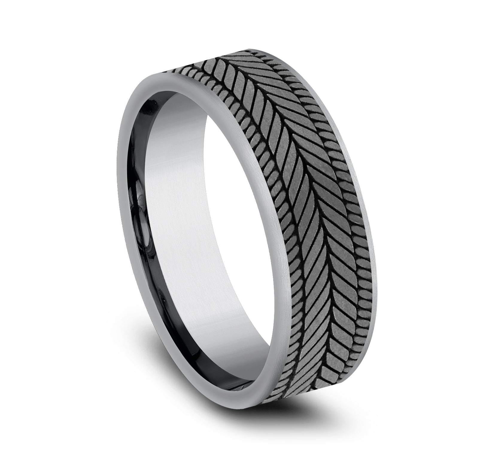 THE CAPRIO 7mm, Comfort fit, Grey Tantalum, Chevron weave pattern