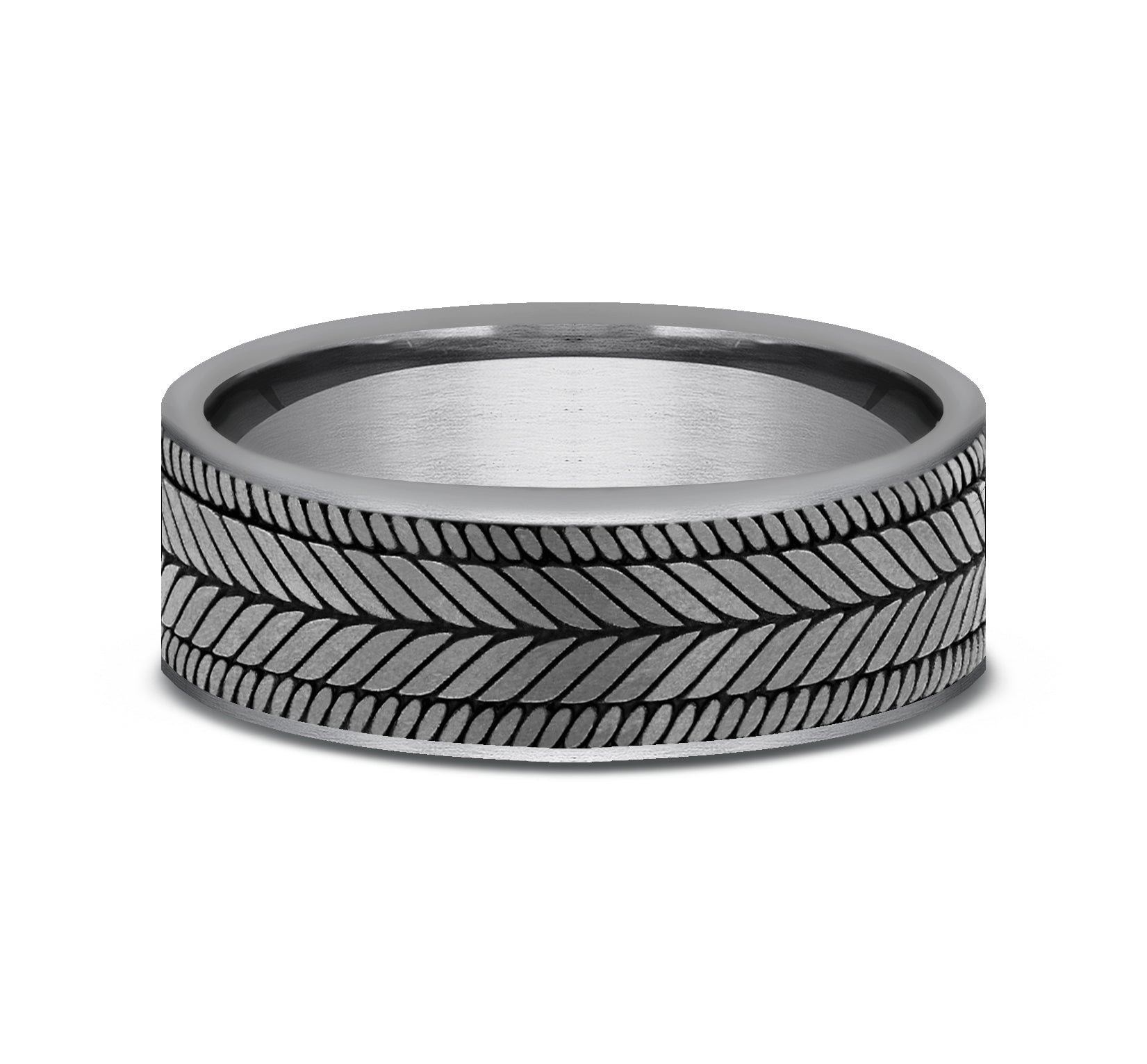 THE CAPRIO 7mm, Comfort fit, Grey Tantalum, Chevron weave pattern