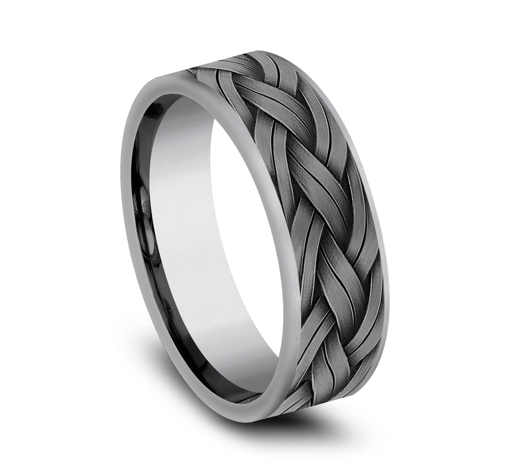 THE ROPE 7mm, Comfort fit, Grey Tantalum, Braided rope pattern