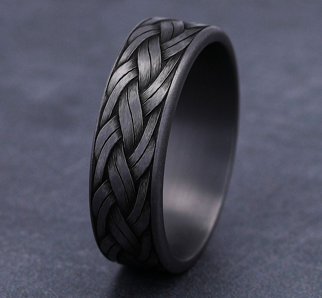 THE ROPE 7mm, Comfort fit, Grey Tantalum, Braided rope pattern