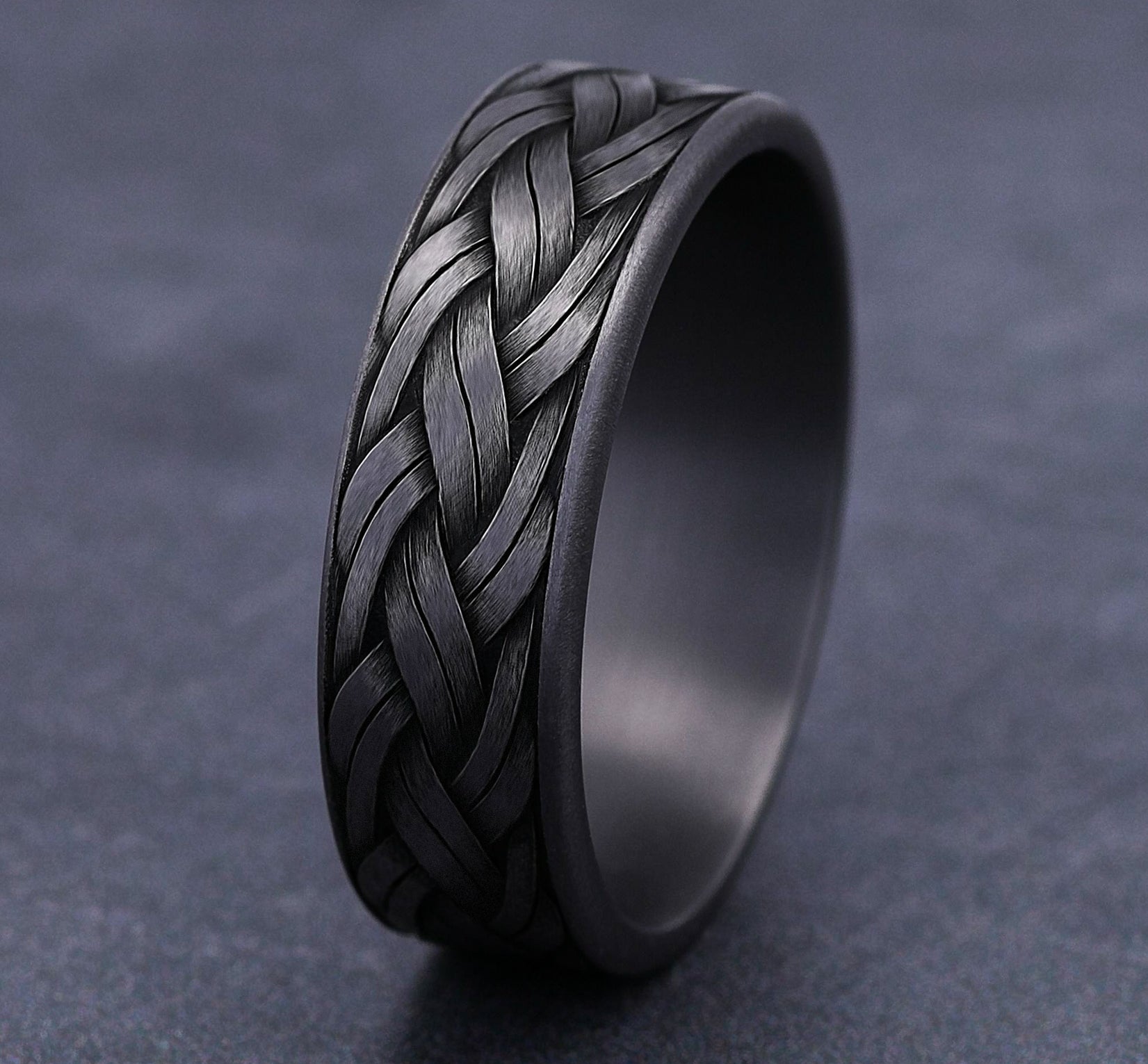 THE ROPE 7mm, Comfort fit, Grey Tantalum, Braided rope pattern