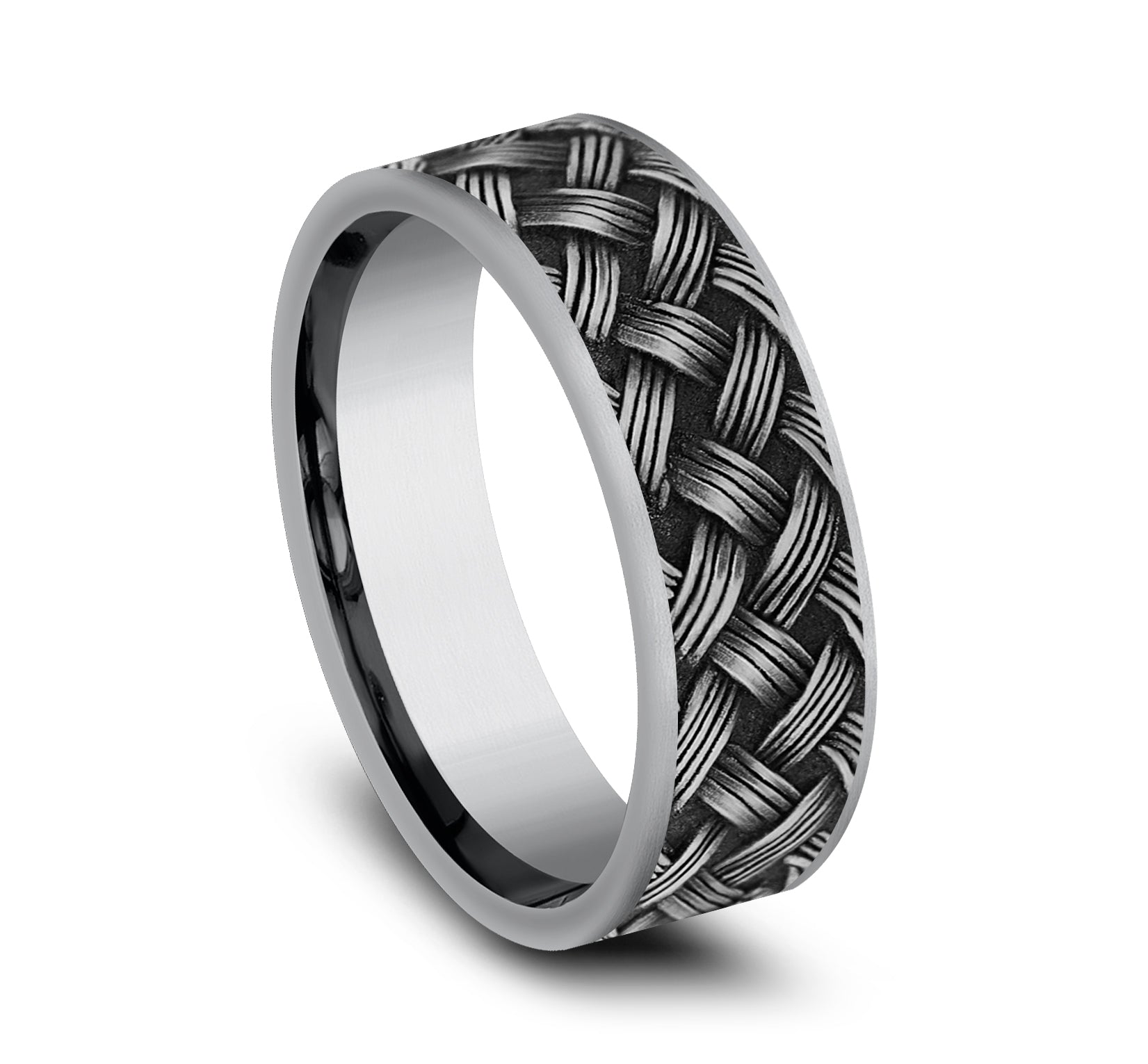 THE TRELLIS 7mm, Comfort fit, Grey Tantalum, Lattice weave pattern