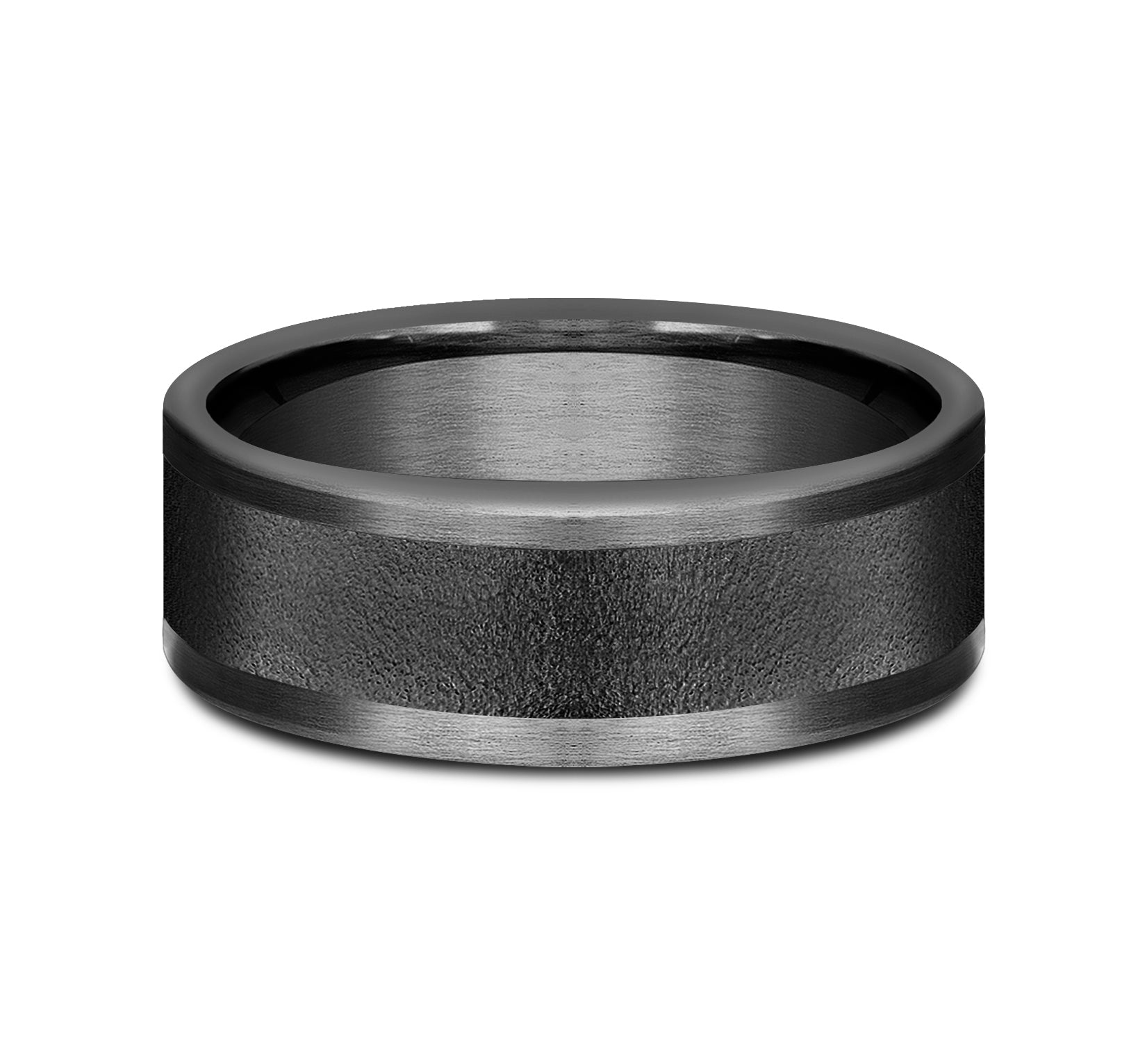 THE ADMIRAL 8mm, Comfort fit, Darkened Tantalum, Wire brushed center, straight edges