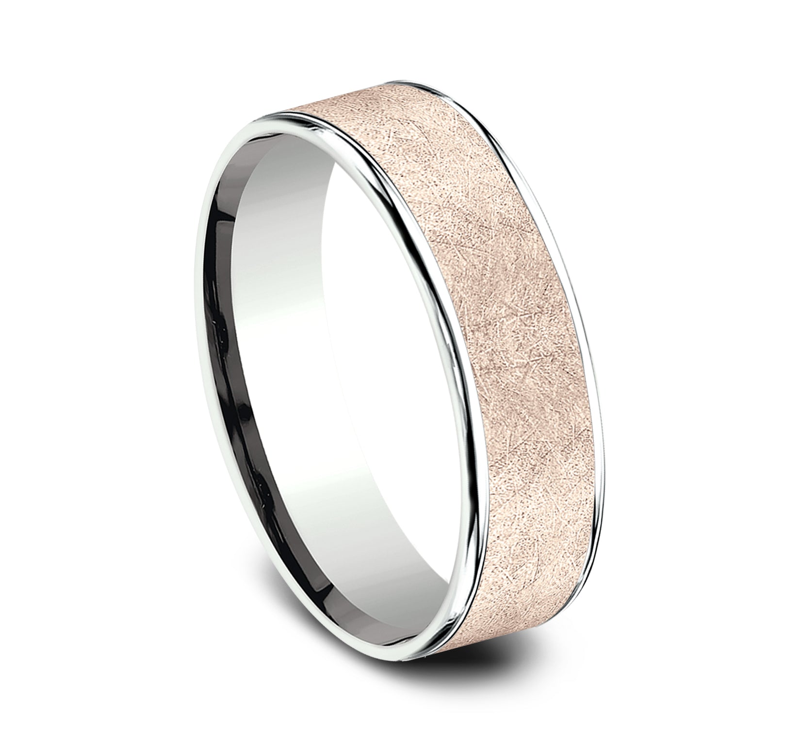 THE COLONEL 6.5mm, Comfort fit, 14K White and Rose Gold, Swirl center, thin edges