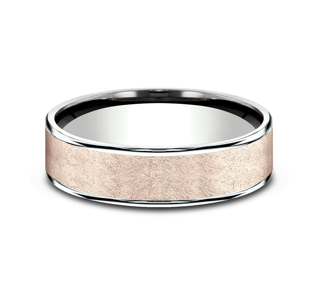 THE COLONEL 6.5mm, Comfort fit, 14K White and Rose Gold, Swirl center, thin edges