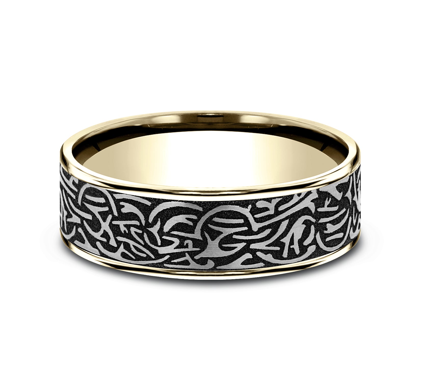 THORS HAMMER 7.5mm, Comfort fit, 14K Yellow Gold and Grey-Black Titanium