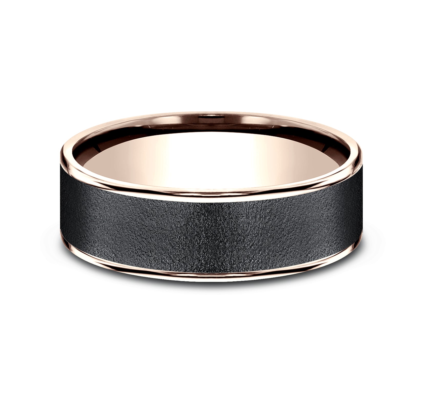 THE SERGEANT 7.5mm, Comfort fit, 14K Rose Gold and Darkened Tantalum, Wire brush finish, polished thin edges