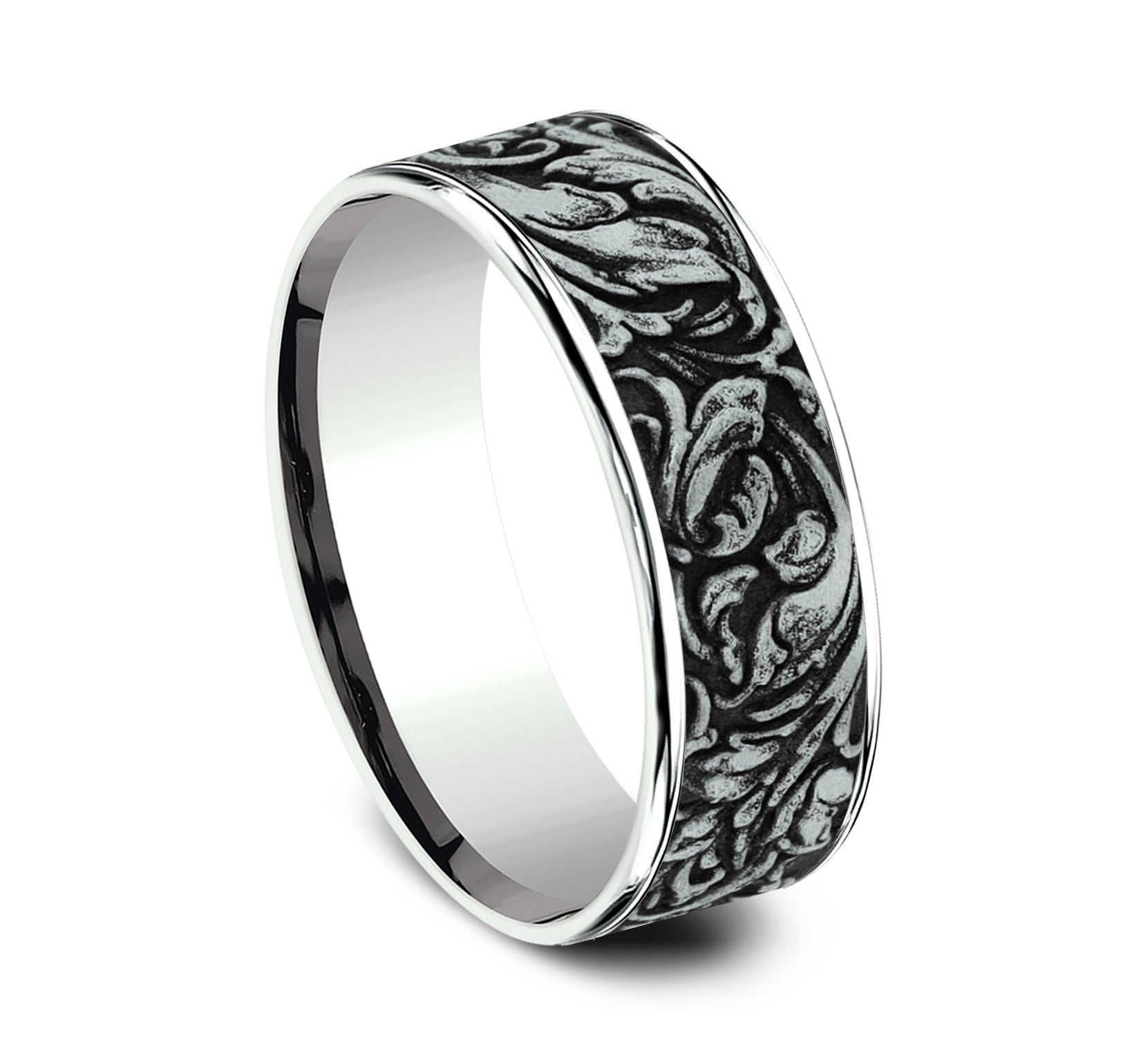 THE VINEYARD 7.5mm, Comfort fit, 14K White Gold, Vine pattern