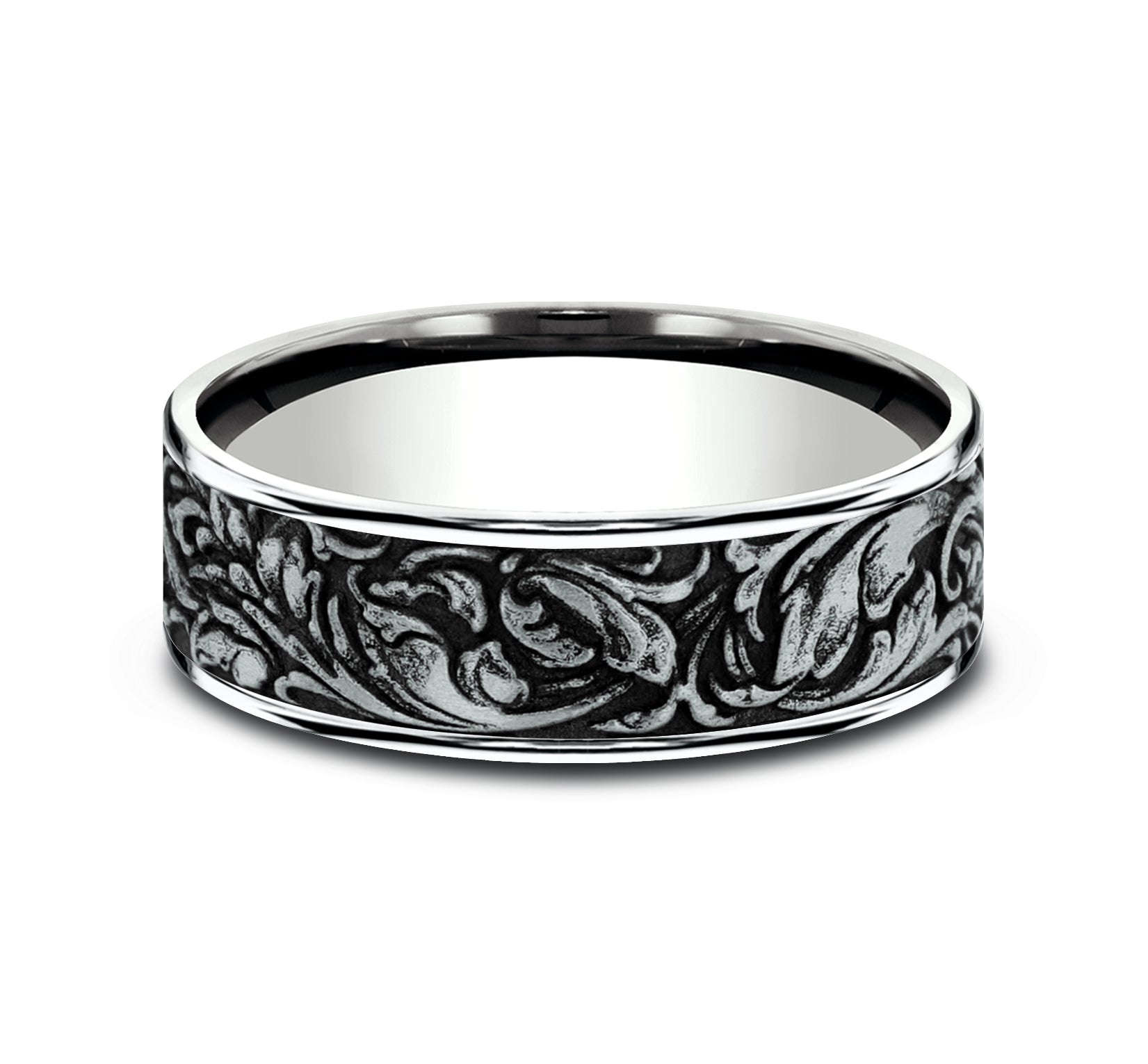 THE VINEYARD 7.5mm, Comfort fit, 14K White Gold, Vine pattern