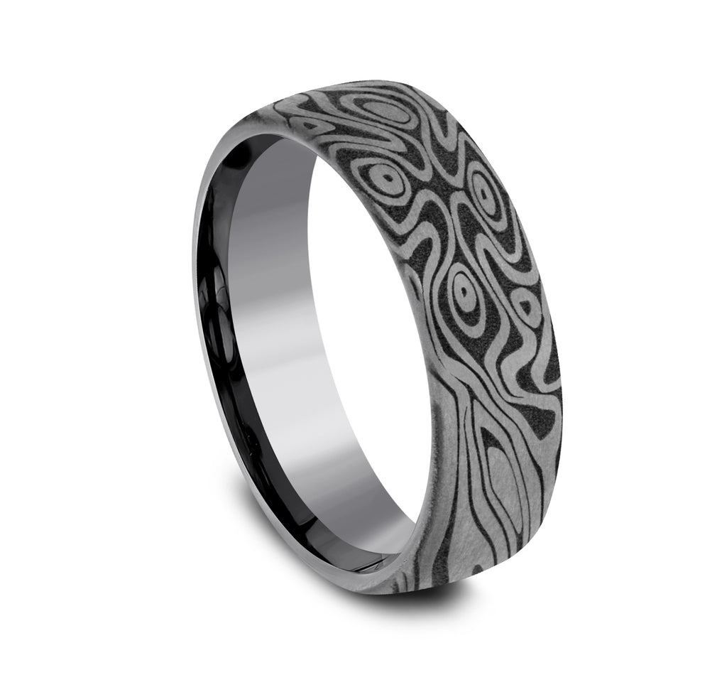 THE BIRDS EYE 6.5mm, European comfort fit, Grey Tantalum, Unique Tamascus design