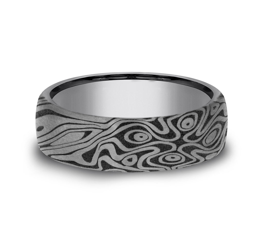 THE BIRDS EYE 6.5mm, European comfort fit, Grey Tantalum, Unique Tamascus design