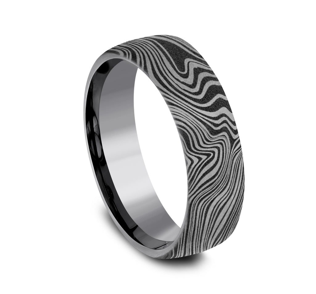 THE MARBLE 6.5mm, European comfort fit, Grey Tantalum, Unique Tamascus design