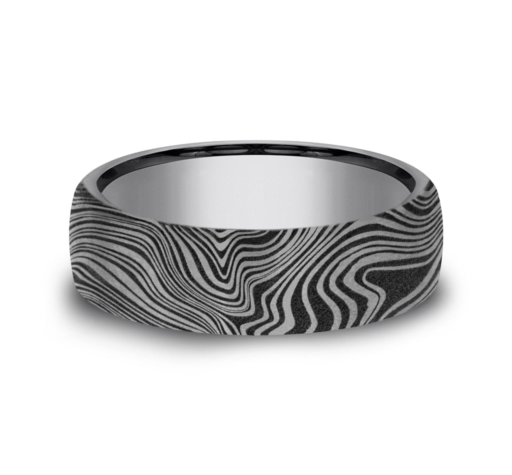 THE MARBLE 6.5mm, European comfort fit, Grey Tantalum, Unique Tamascus design