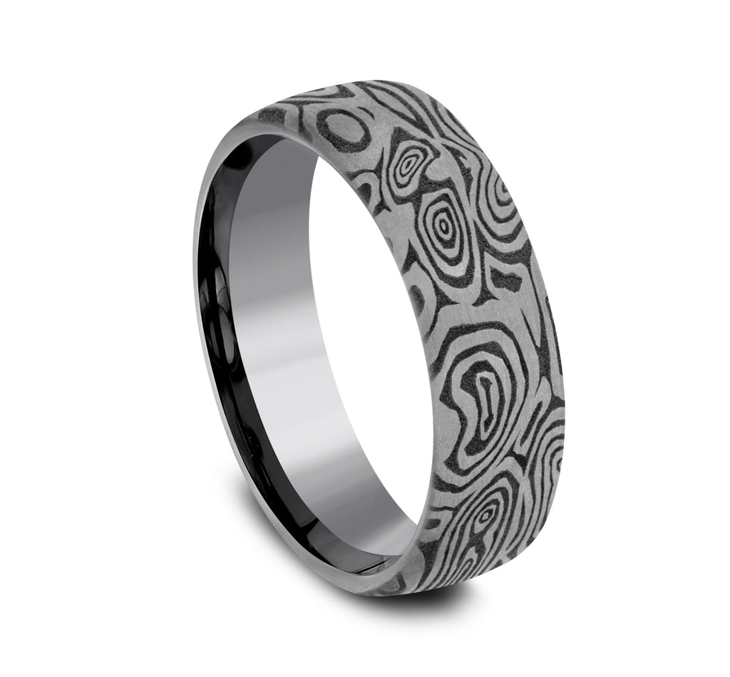THE VORTEX 6.5mm, European comfort fit, Grey Tantalum, Unique Tamascus design