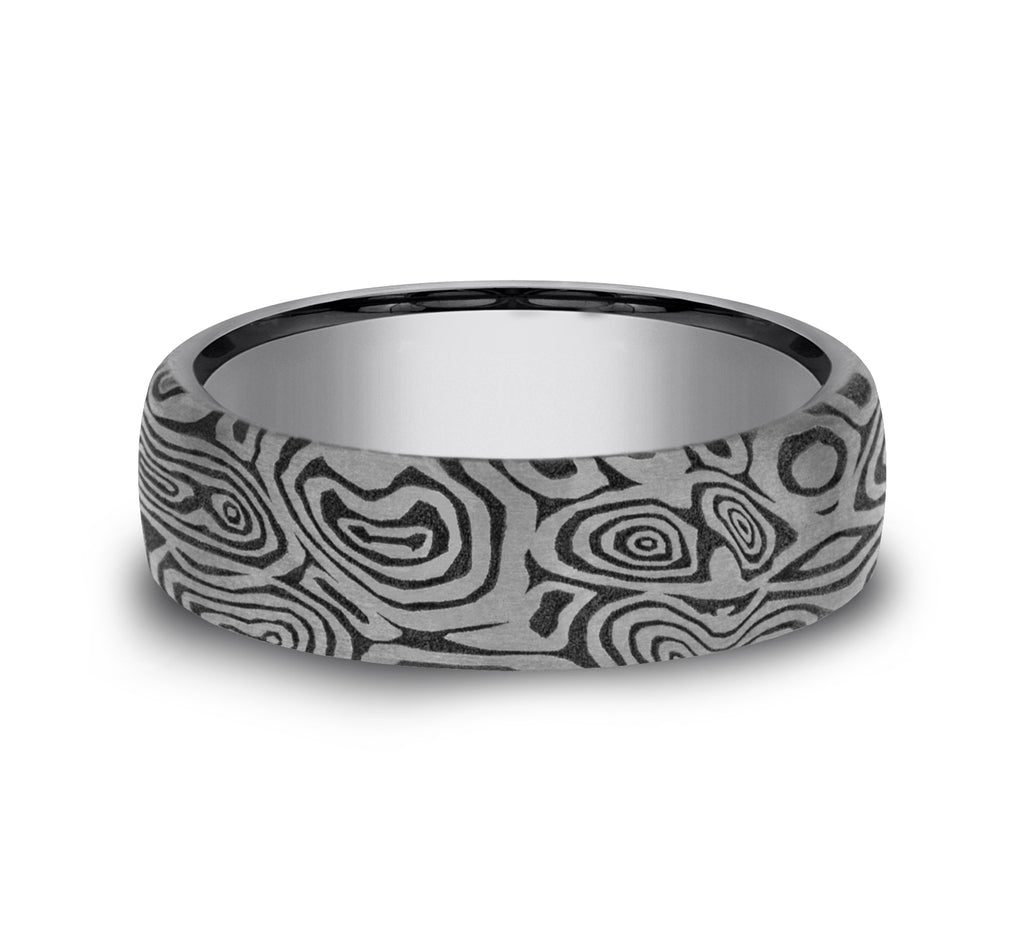 THE VORTEX 6.5mm, European comfort fit, Grey Tantalum, Unique Tamascus design