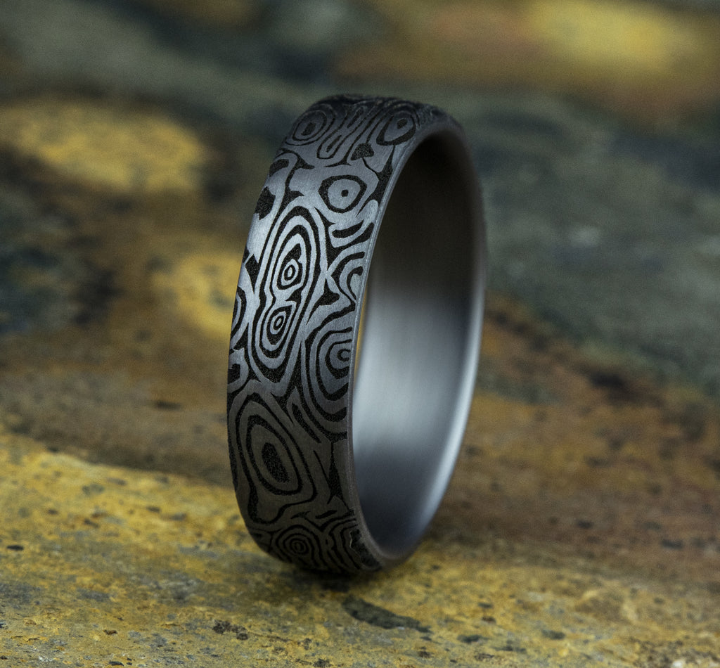 THE VORTEX 6.5mm, European comfort fit, Grey Tantalum, Unique Tamascus design