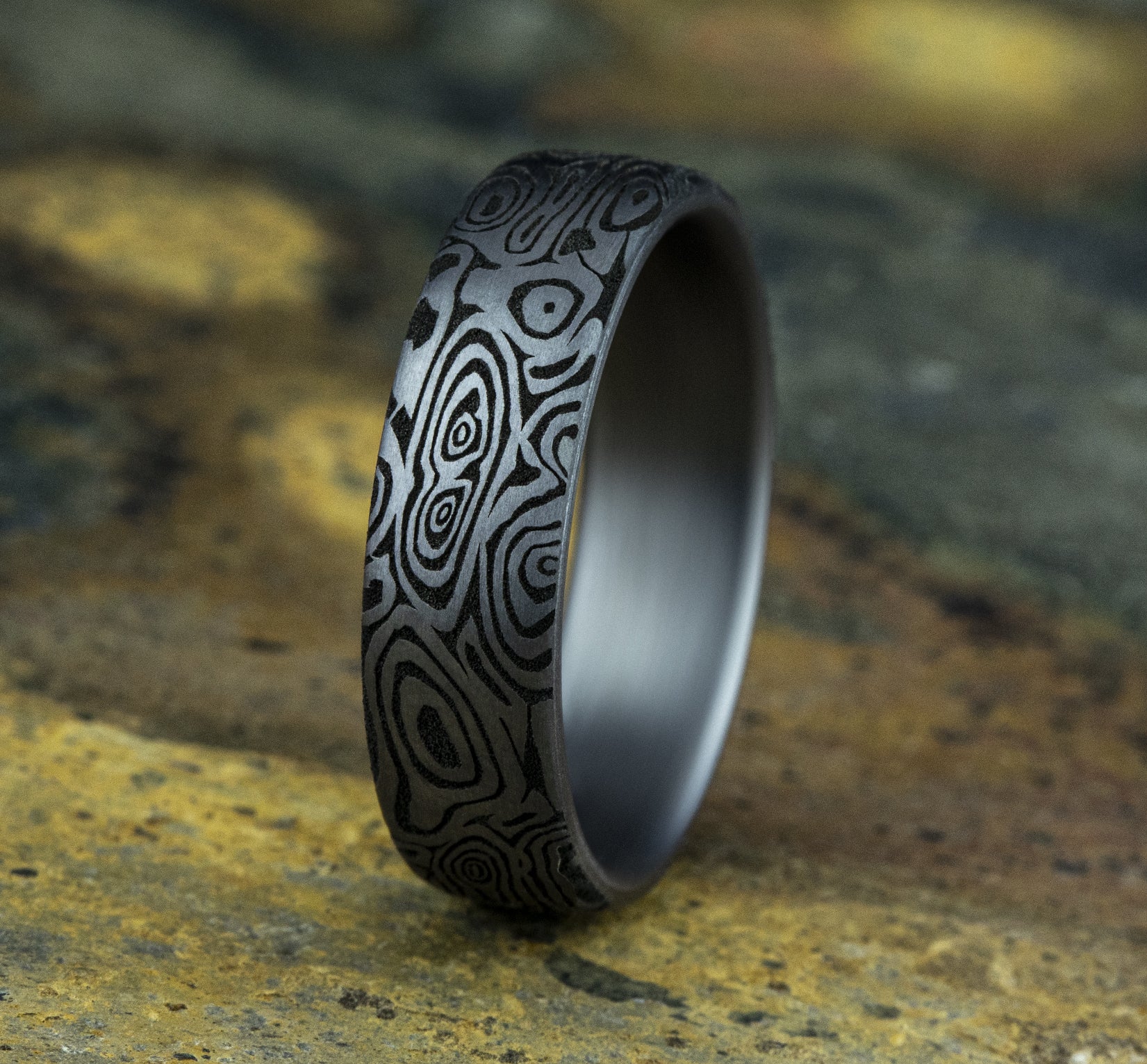 THE VORTEX 6.5mm, European comfort fit, Grey Tantalum, Unique Tamascus design