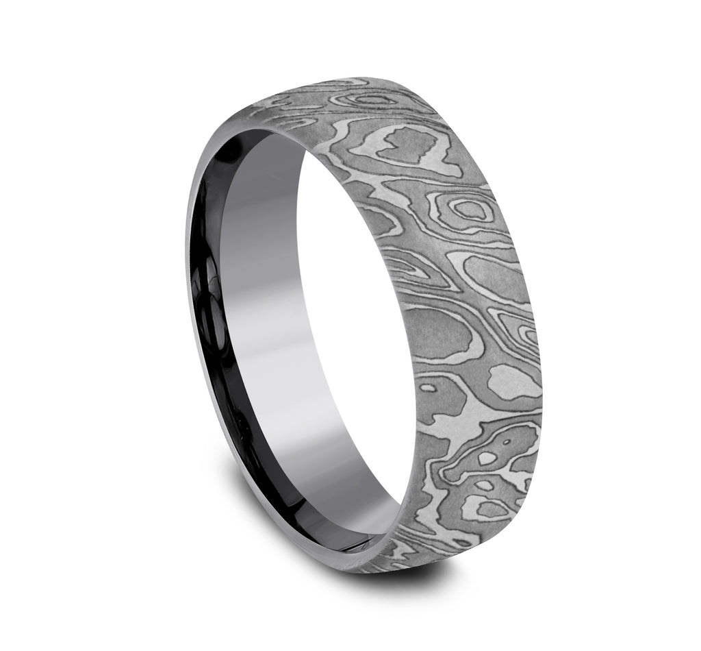 THE WILD 6.5mm, European comfort fit, Grey Tantalum, Unique Tamascus design