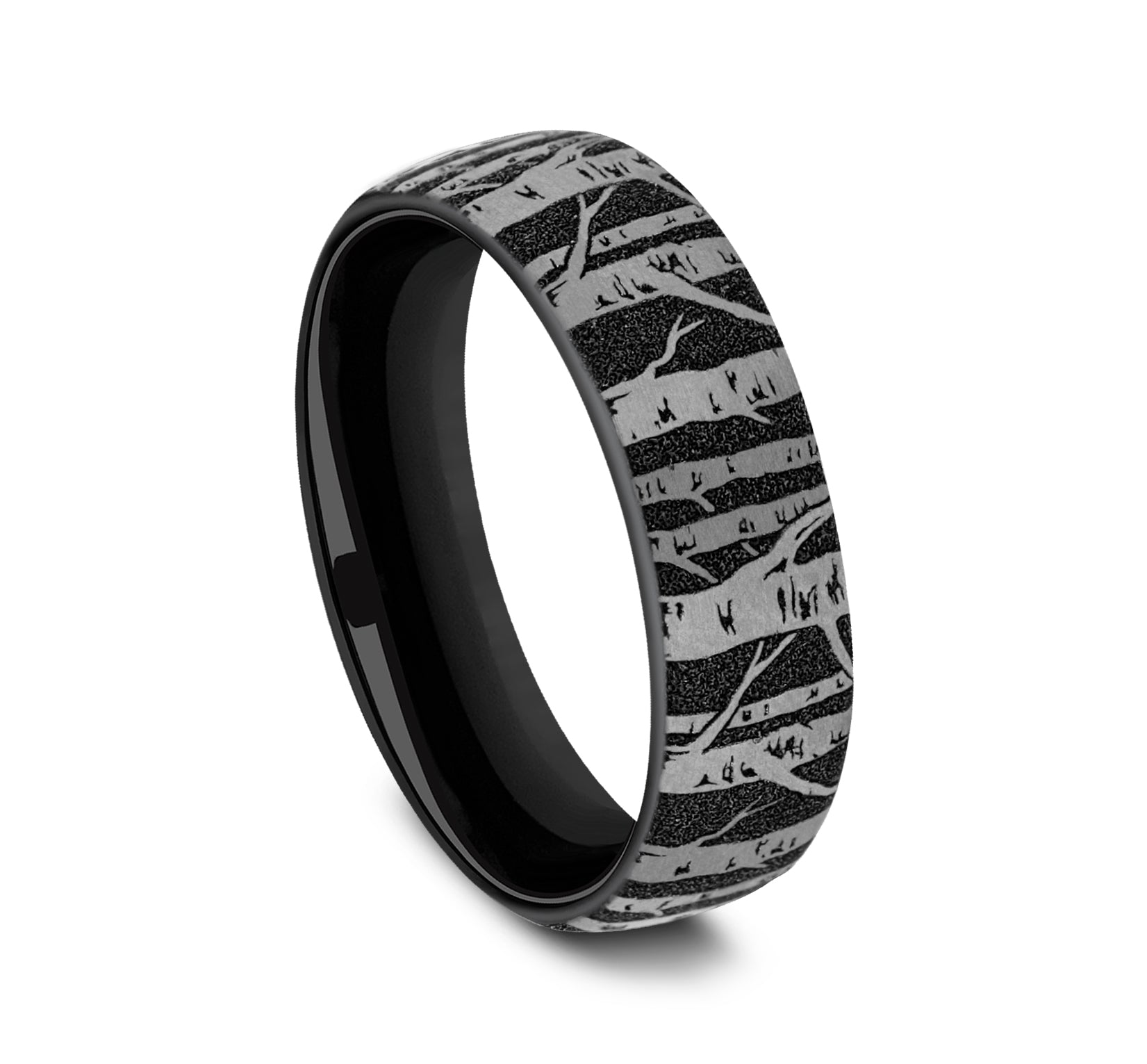 THE BIRCH 6.5mm, European comfort fit, Grey/Black Titanium, Birch tree pattern