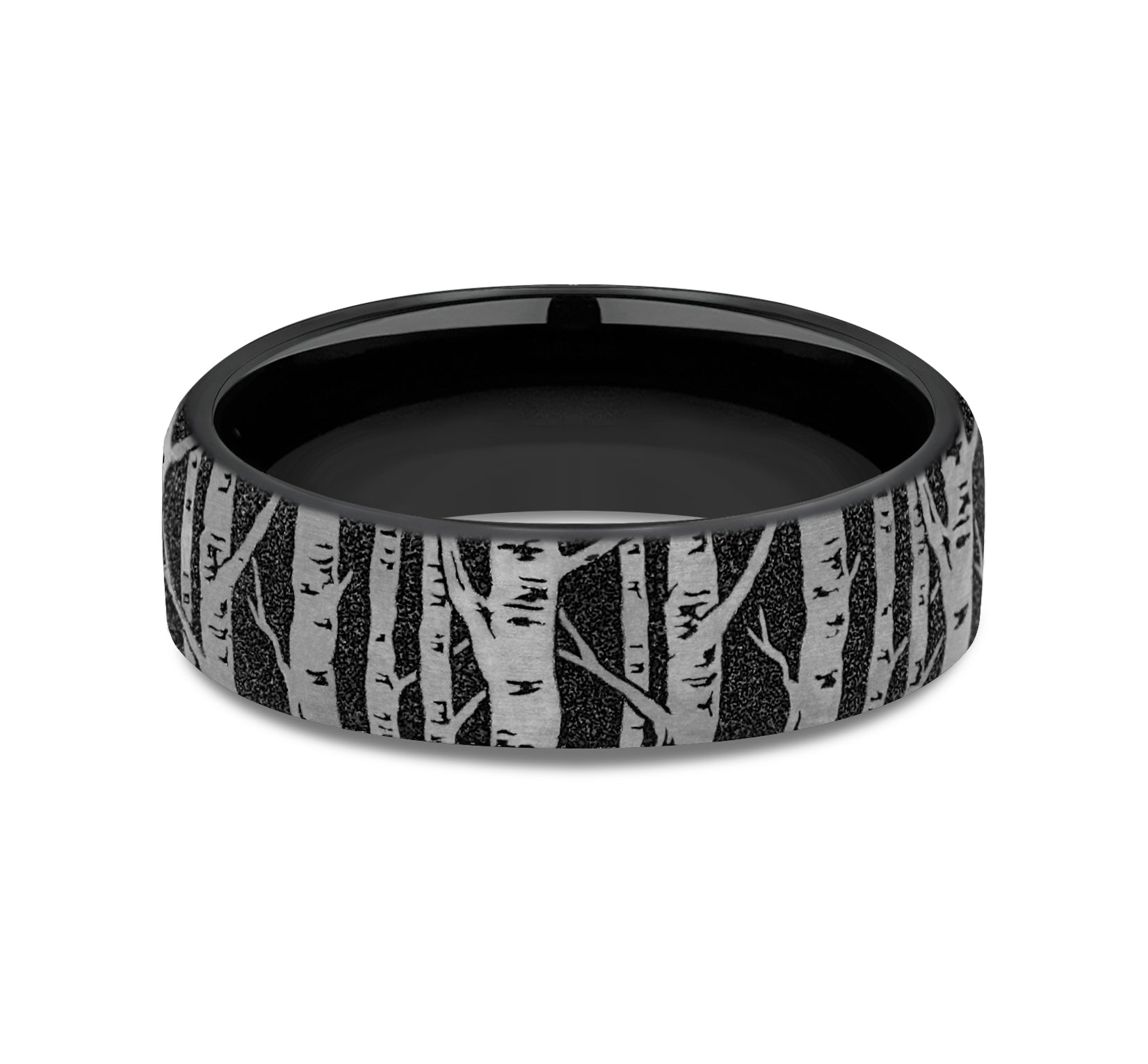 THE BIRCH 6.5mm, European comfort fit, Grey/Black Titanium, Birch tree pattern