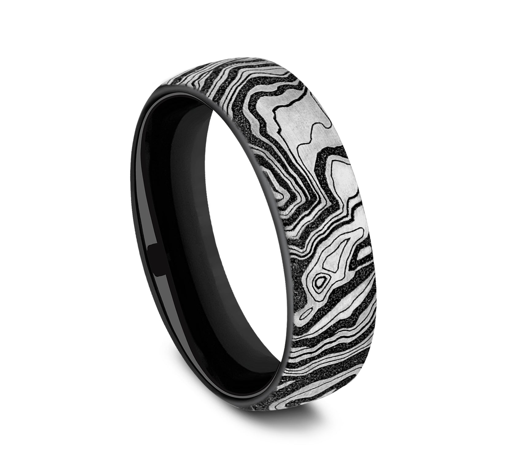 THE EXPLORER 7.5mm, Comfort fit, Grey/Black Titanium, Topography pattern, thin edges