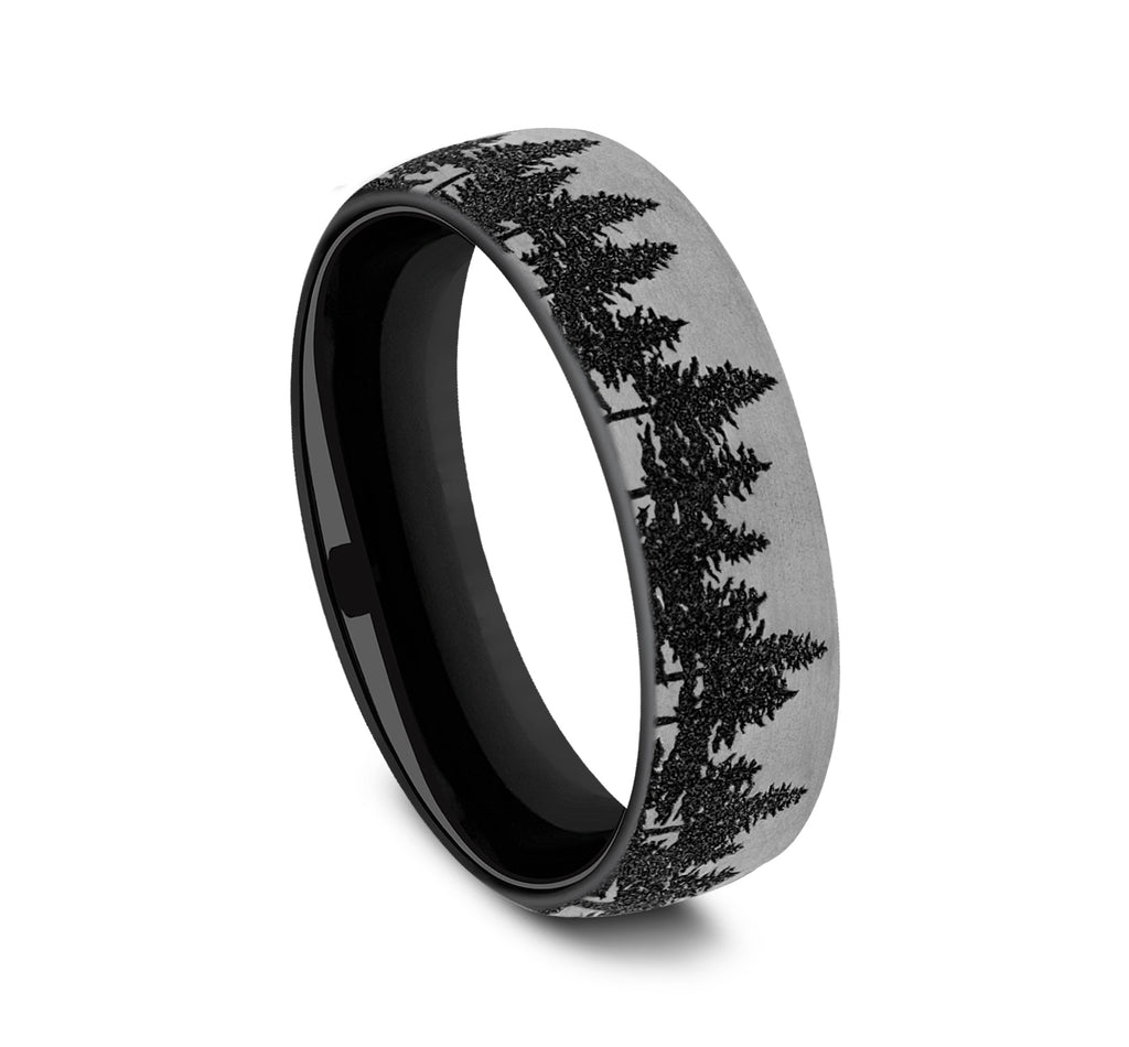 THE EVERGREEN 6.5mm, European comfort fit, Grey/Black Titanium, Treeline scenic design