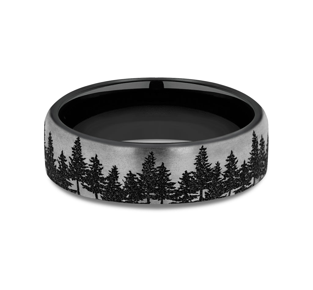 THE EVERGREEN 6.5mm, European comfort fit, Grey/Black Titanium, Treeline scenic design