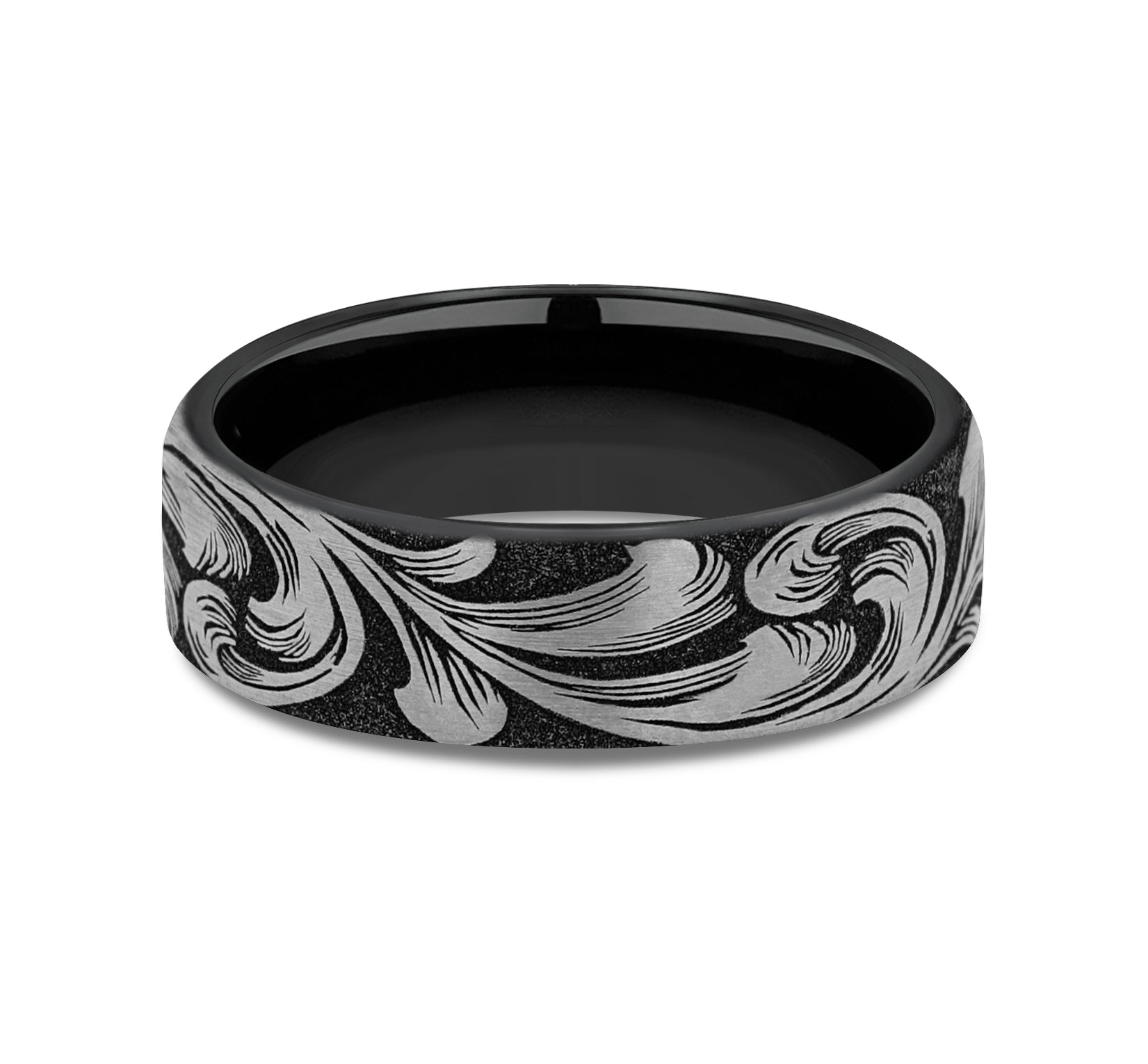 THE BARREL SCRIPT 6.5mm, European comfort fit, Grey/Black Titanium, Large barrel script pattern