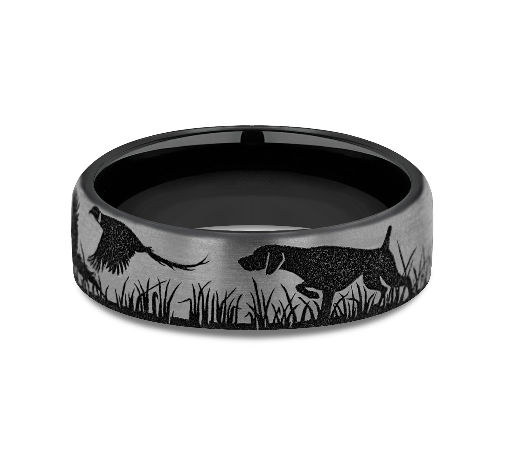 THE POINTER 6.5mm, European comfort fit, Grey/Black Titanium, Pointer and pheasant scenic design