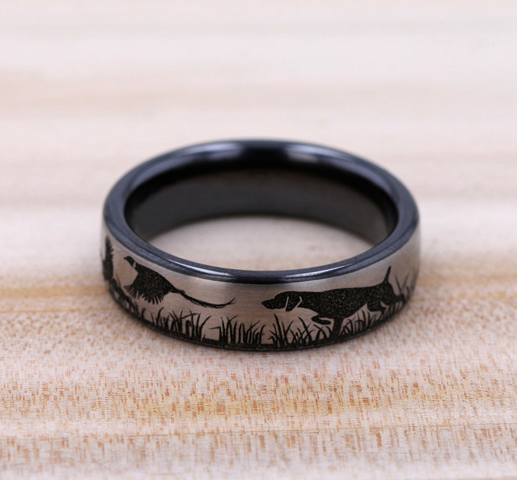 THE POINTER 6.5mm, European comfort fit, Grey/Black Titanium, Pointer and pheasant scenic design