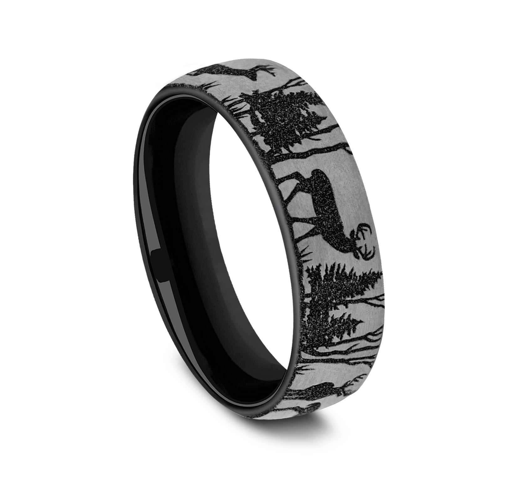 THE WHITETAIL 6.5mm, European comfort fit, Grey/Black Titanium, Forest scenic design