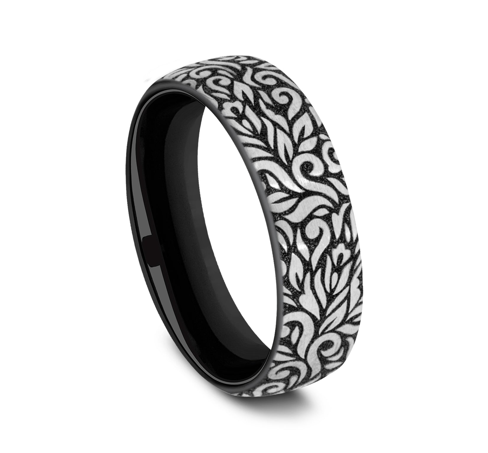 THE RANCH 6.5mm, European comfort fit, Grey and Black Titanium, Paisley pattern