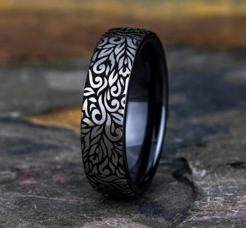 THE RANCH 6.5mm, European comfort fit, Grey and Black Titanium, Paisley pattern