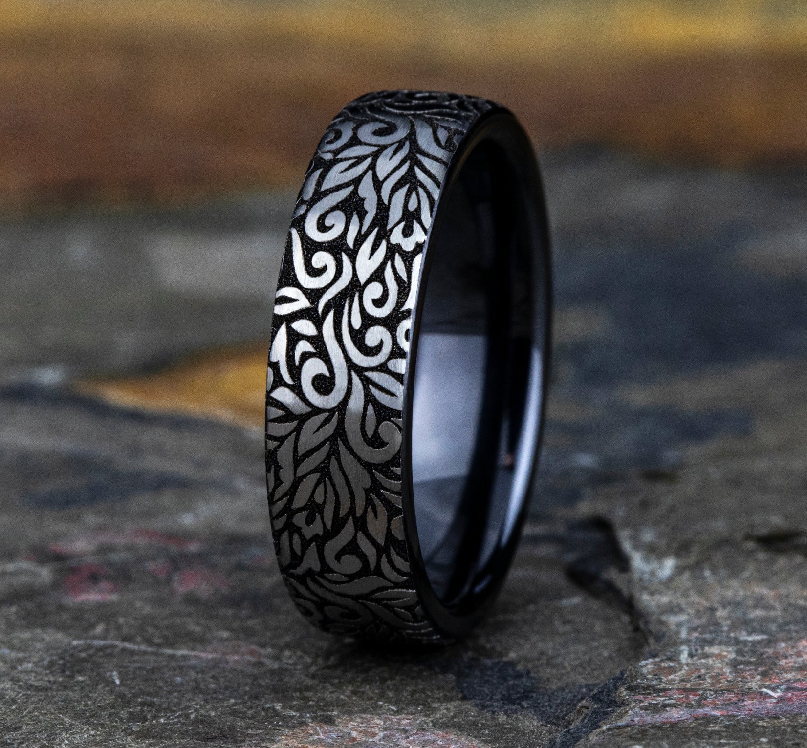THE RANCH 6.5mm, European comfort fit, Grey and Black Titanium, Paisley pattern