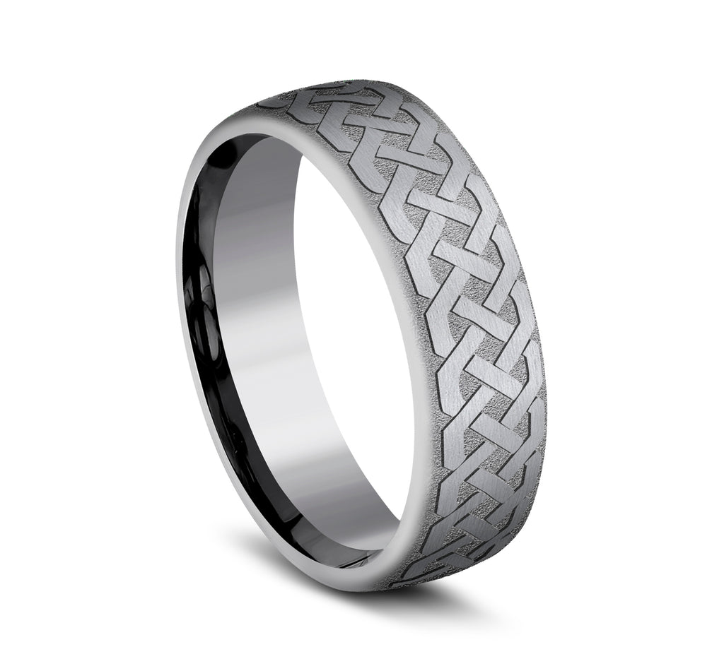THE ADARE 6.5mm, European comfort fit, Grey Tantalum, Celtic knot pattern