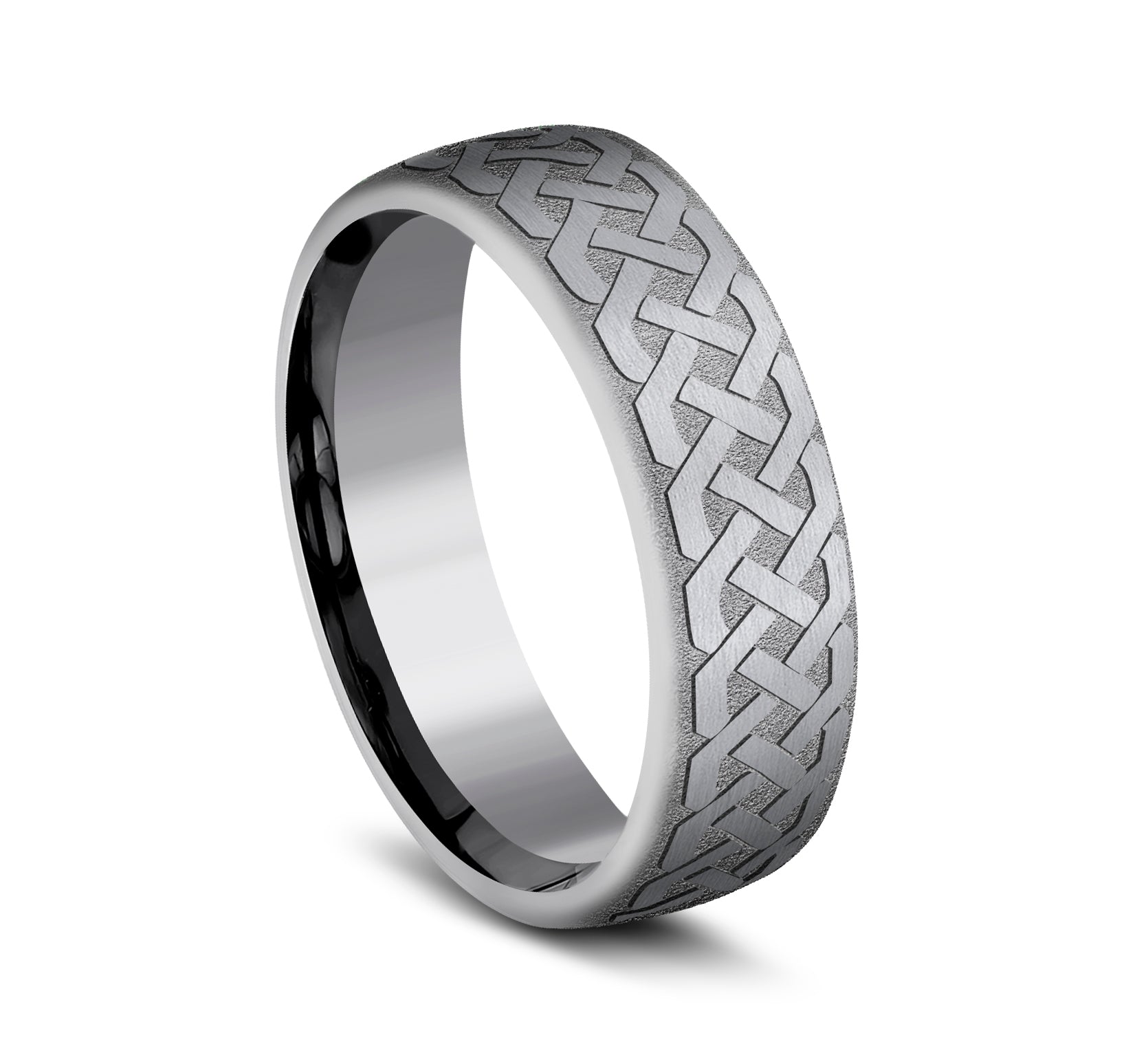 THE ADARE 6.5mm, European comfort fit, Grey Tantalum, Celtic knot pattern