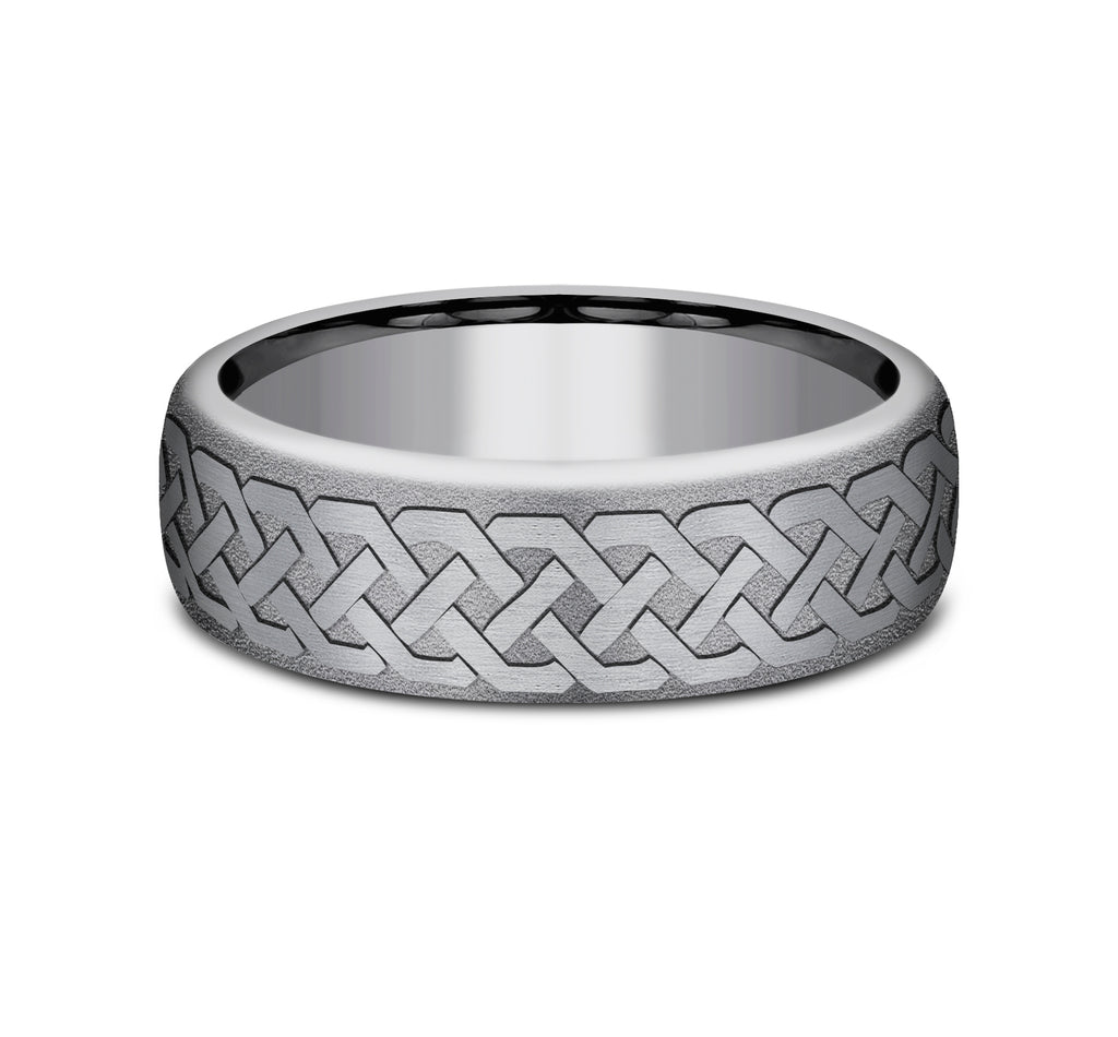 THE ADARE 6.5mm, European comfort fit, Grey Tantalum, Celtic knot pattern