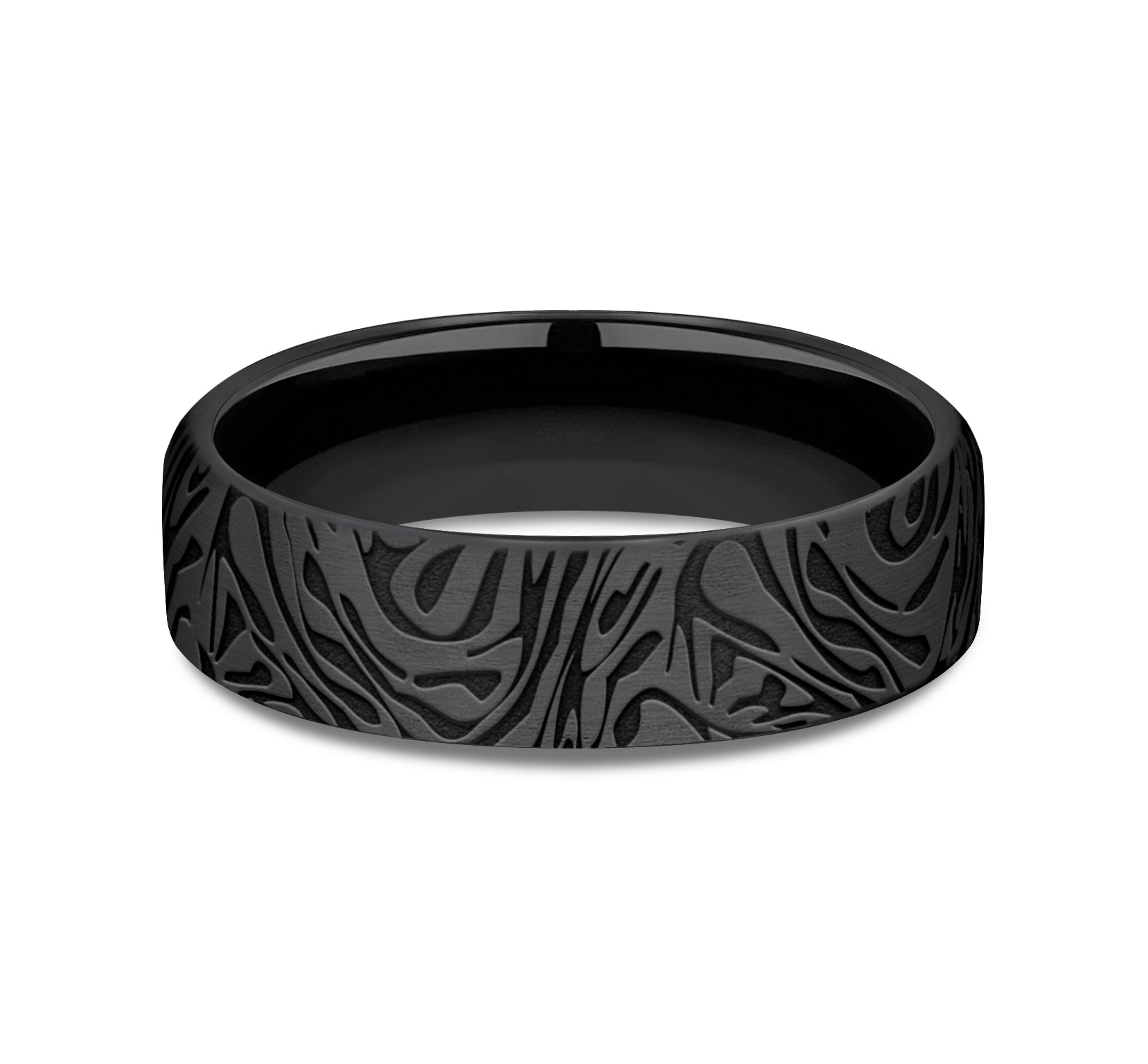 THE SAMURAI 6.5mm, European comfort fit, Black Titanium, Faux mokume pattern