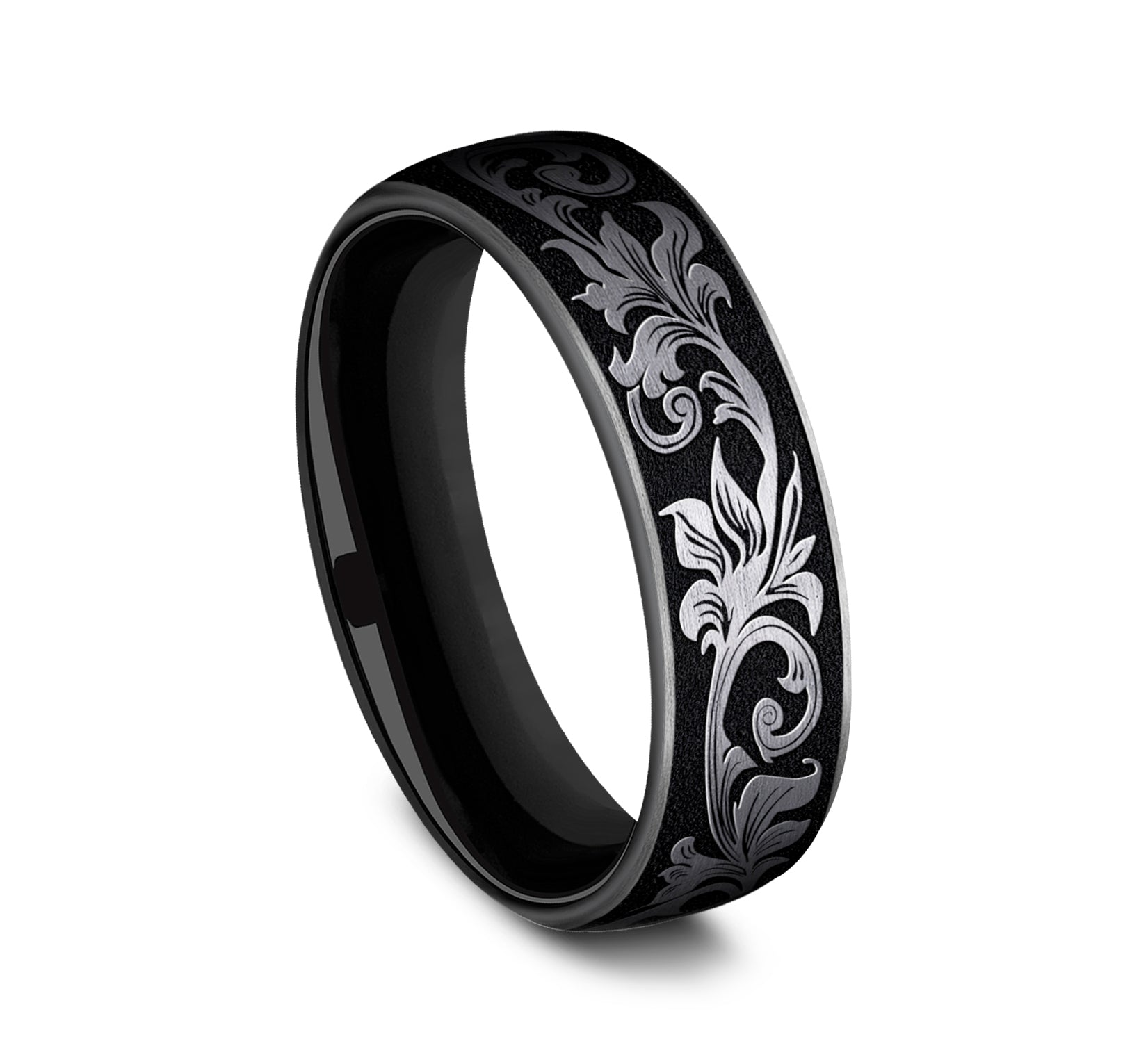THE PALACE 6.5mm, Comfort fit, Grey/Black Titanium, Vintage script pattern