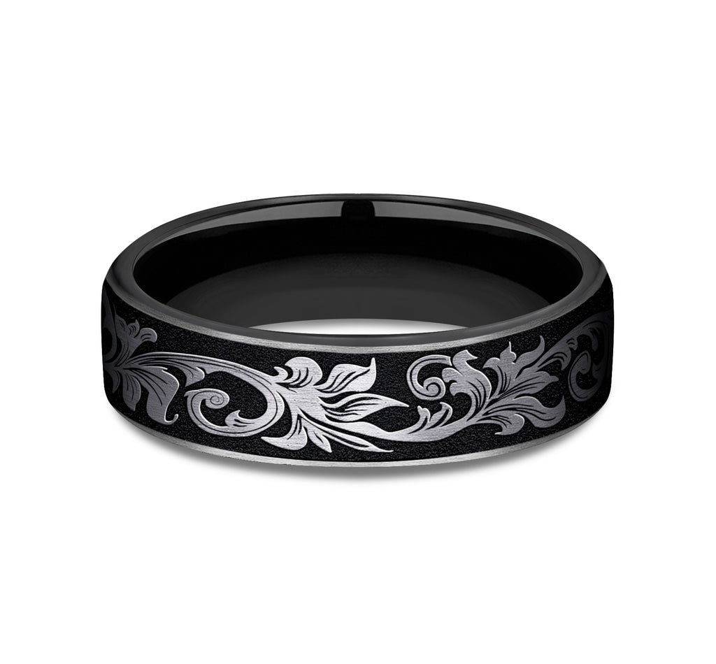 THE PALACE 6.5mm, Comfort fit, Grey/Black Titanium, Vintage script pattern