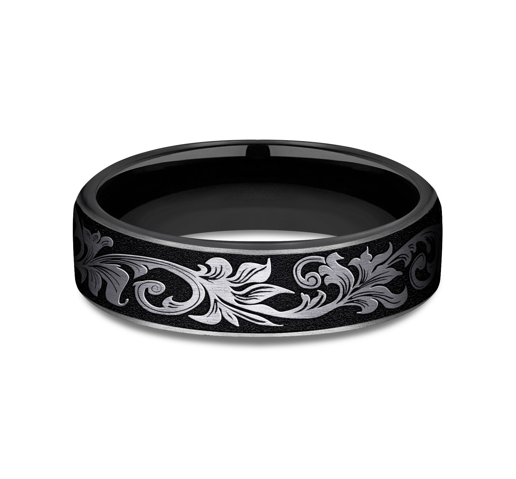 THE PALACE 6.5mm, Comfort fit, Grey/Black Titanium, Vintage script pattern