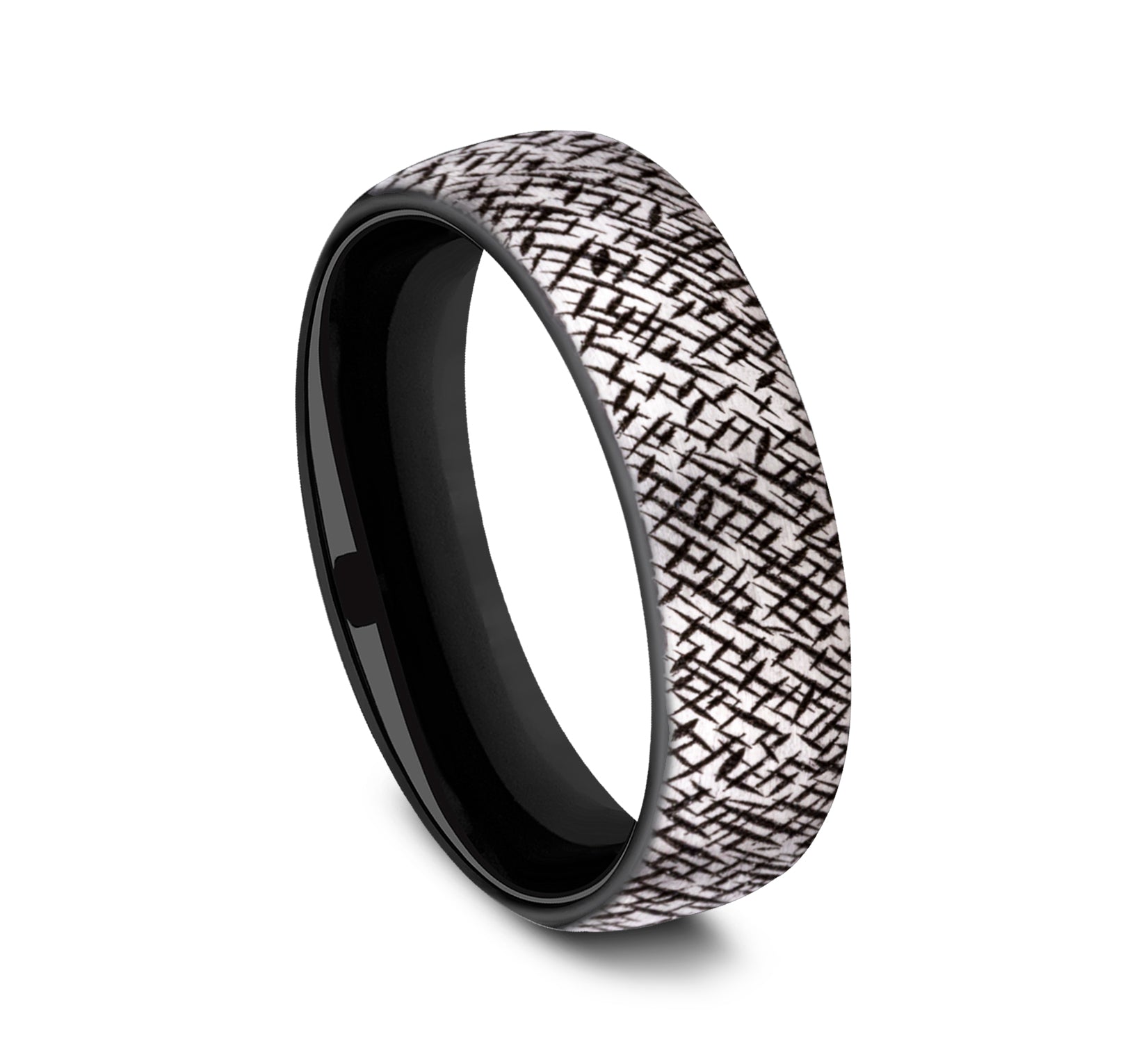 THE MASTER 6.5mm, Comfort fit, Grey/Black Titanium, Cross hatch pattern