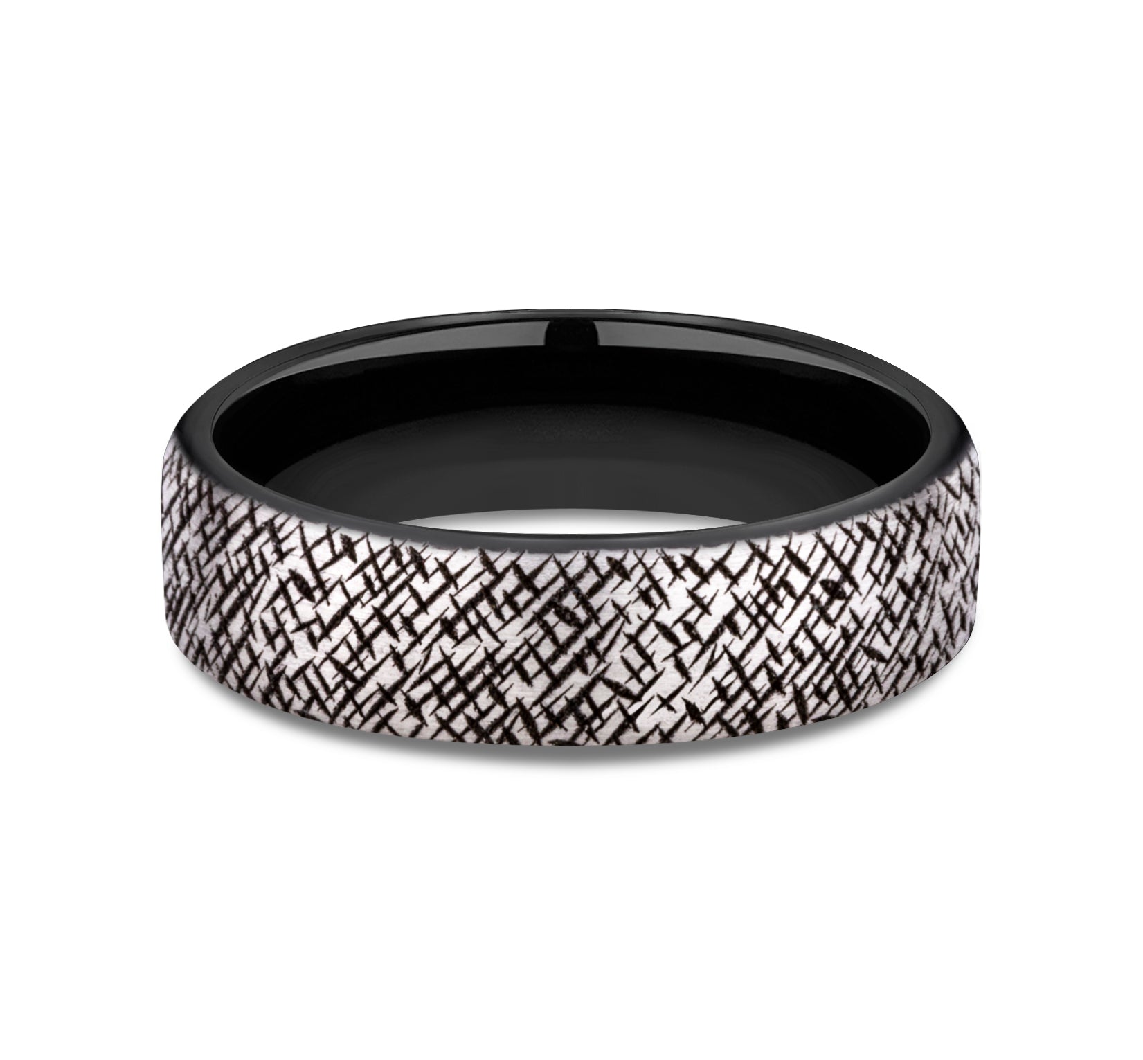 THE MASTER 6.5mm, Comfort fit, Grey/Black Titanium, Cross hatch pattern