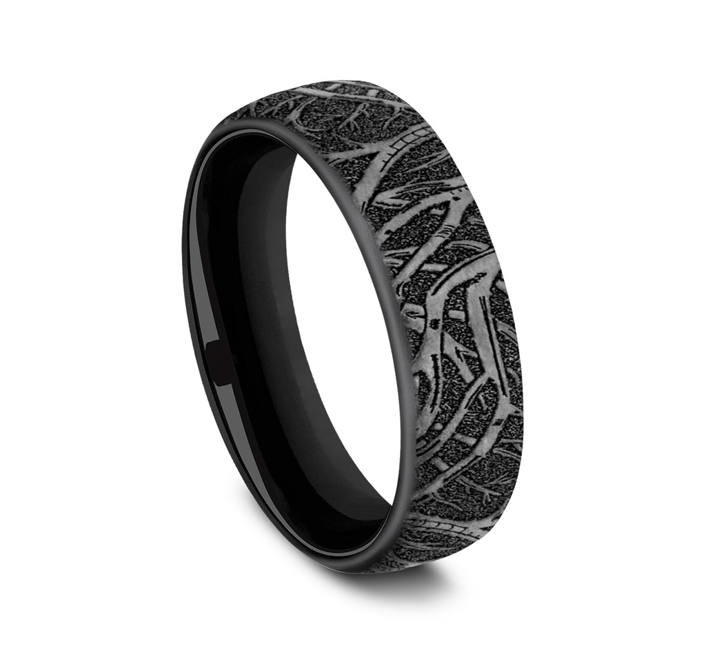THE ARTEMIS 6.5mm, European comfort fit, Black Titanium, Forest branch pattern